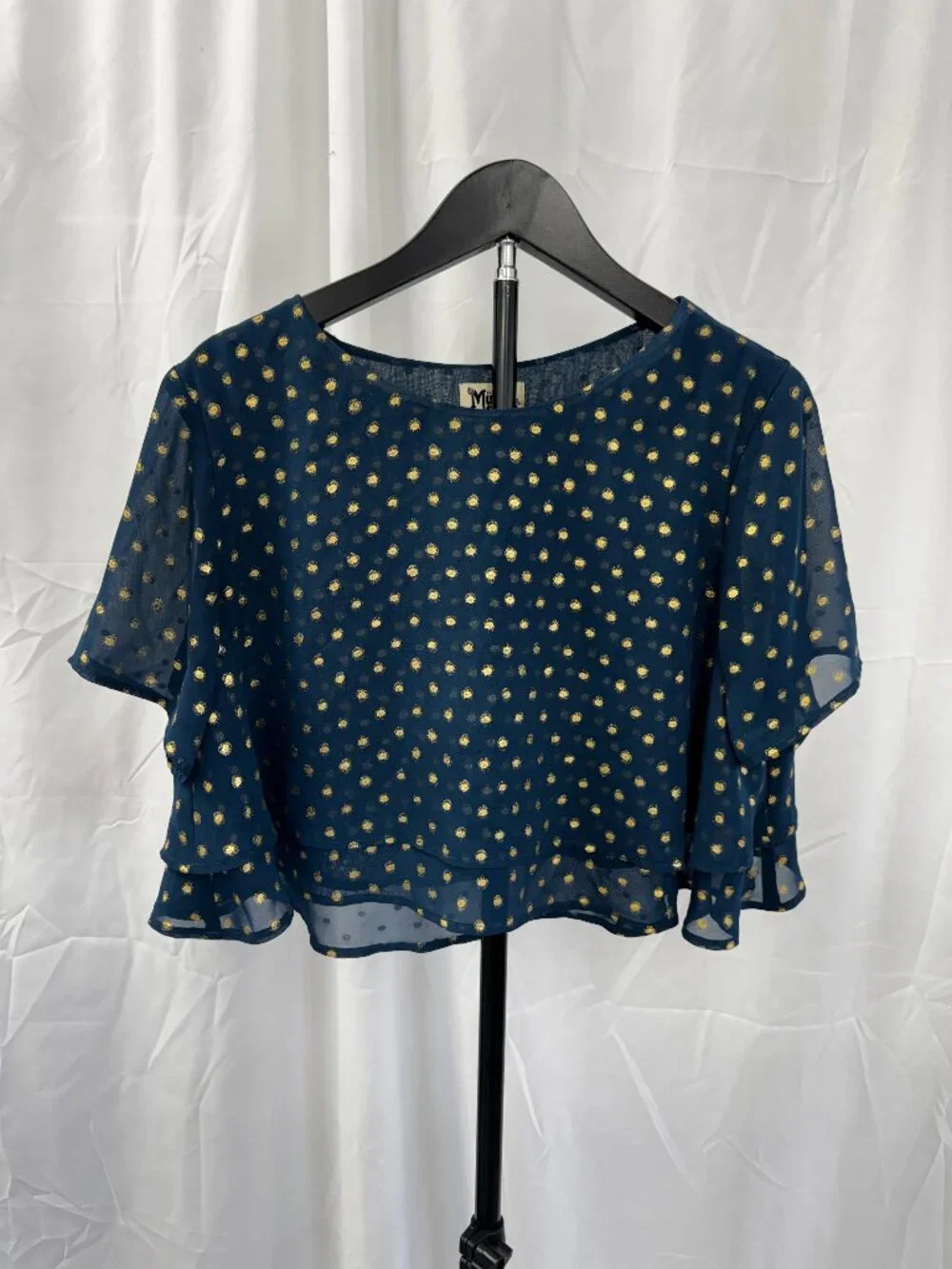 Show Me Your Mumu Candice Crop Top Teal Gold Polka Dot Sz M - Picture 3 of 10